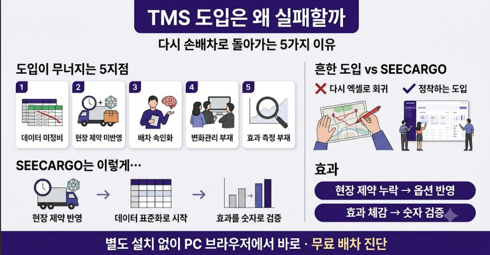 TMS 도입이 실패하는 5가지 이유 한눈에 보기